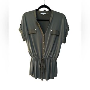 Calvin Klein Olive Green Button-Up Blouse